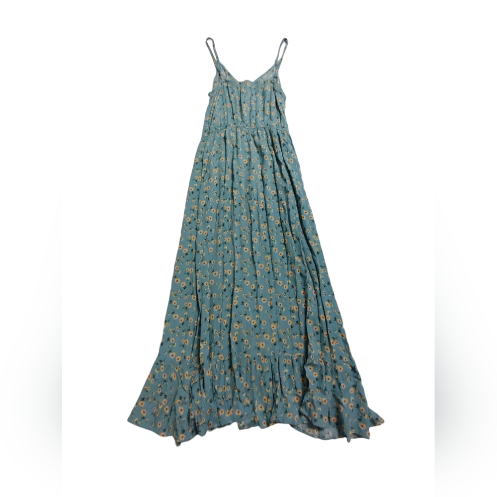 Rewind Floral Blue Maxi Dress Ruffles Bohemian Medium Summer Feminine - Picture 2 of 6